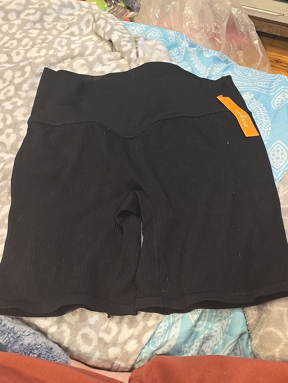 ❤️5/$25 New Black Ribbed High-Waist Women’s Stretch Shorts